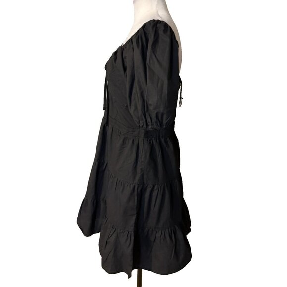Spring & Mercer Black Puff Sleeve Babydoll Dress Extra Large XL Cotton NWT - Picture 5 of 13